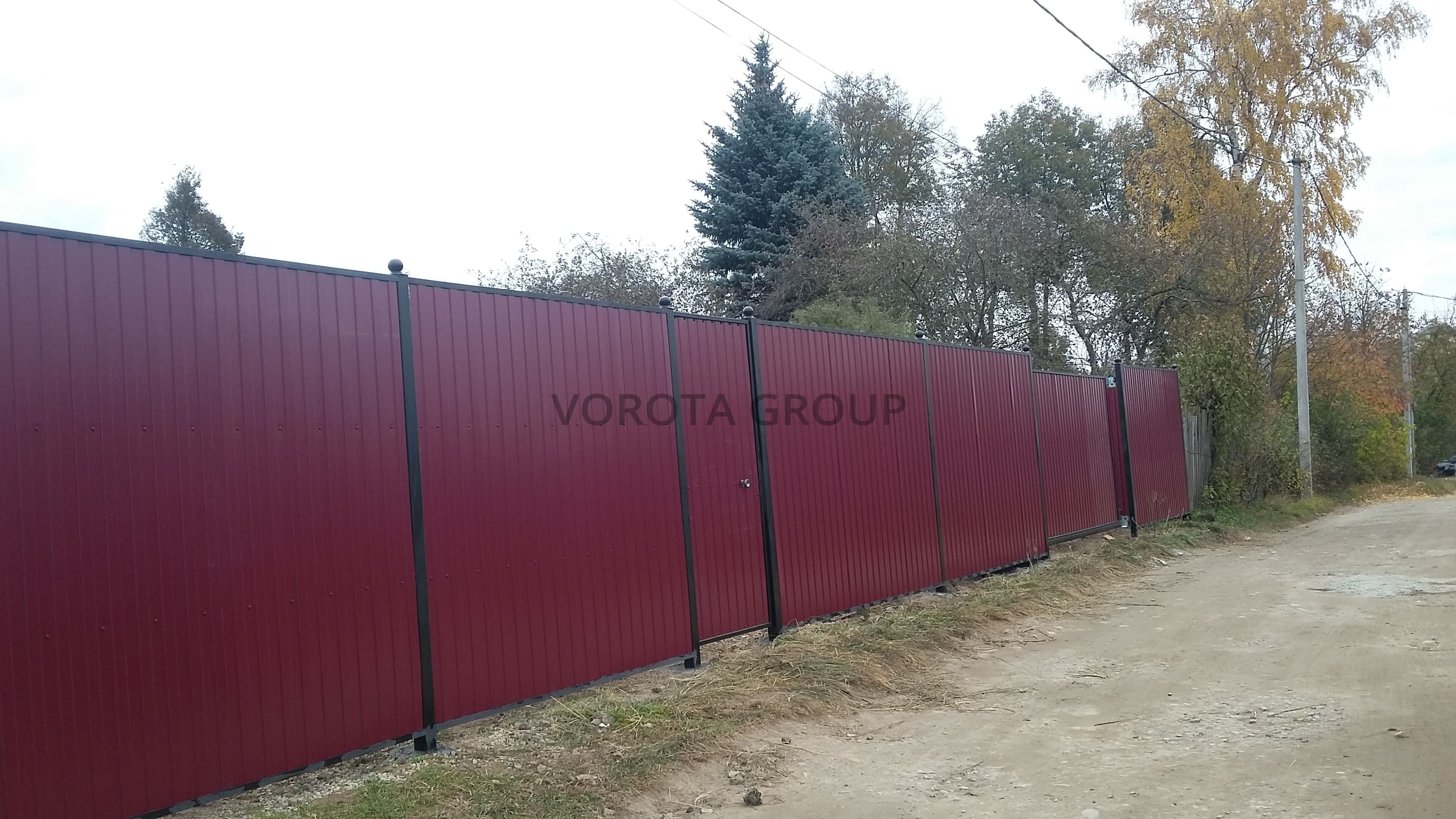 Откатные ворота Doorhan бордовые 2000х5000