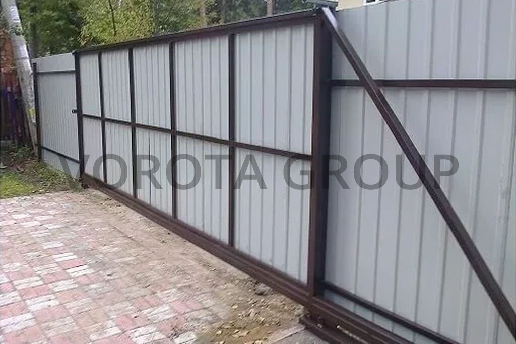 Откатные ворота Alutech серые 2500х1750